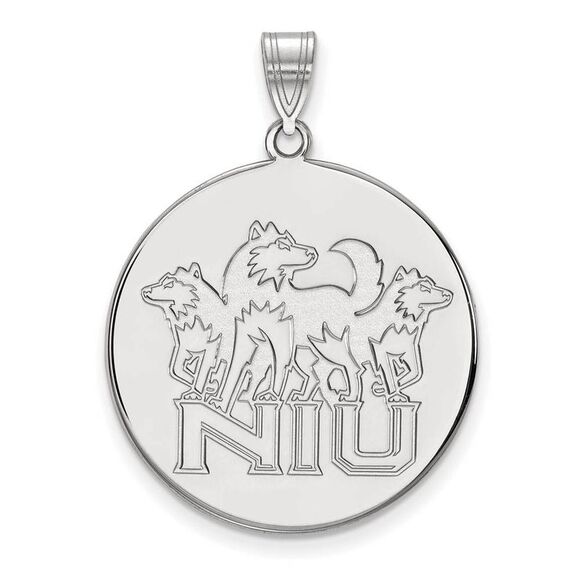14k White Gold Northern Illinois U XL Disc Pendant